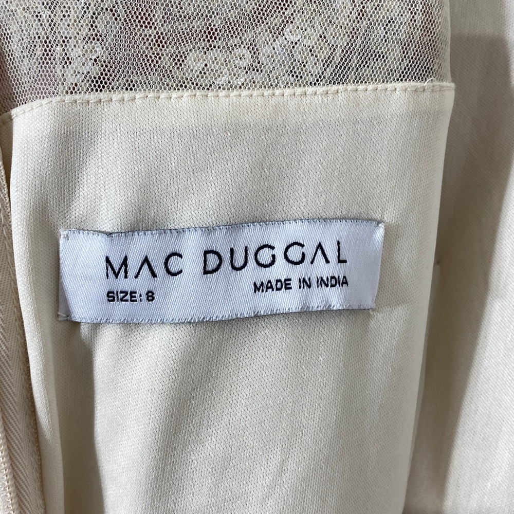 NWT Mac Duggal Silver Ivory Embellished Illusions Cap Sleeve Gown 5532 Size 8 - Picture 12 of 16